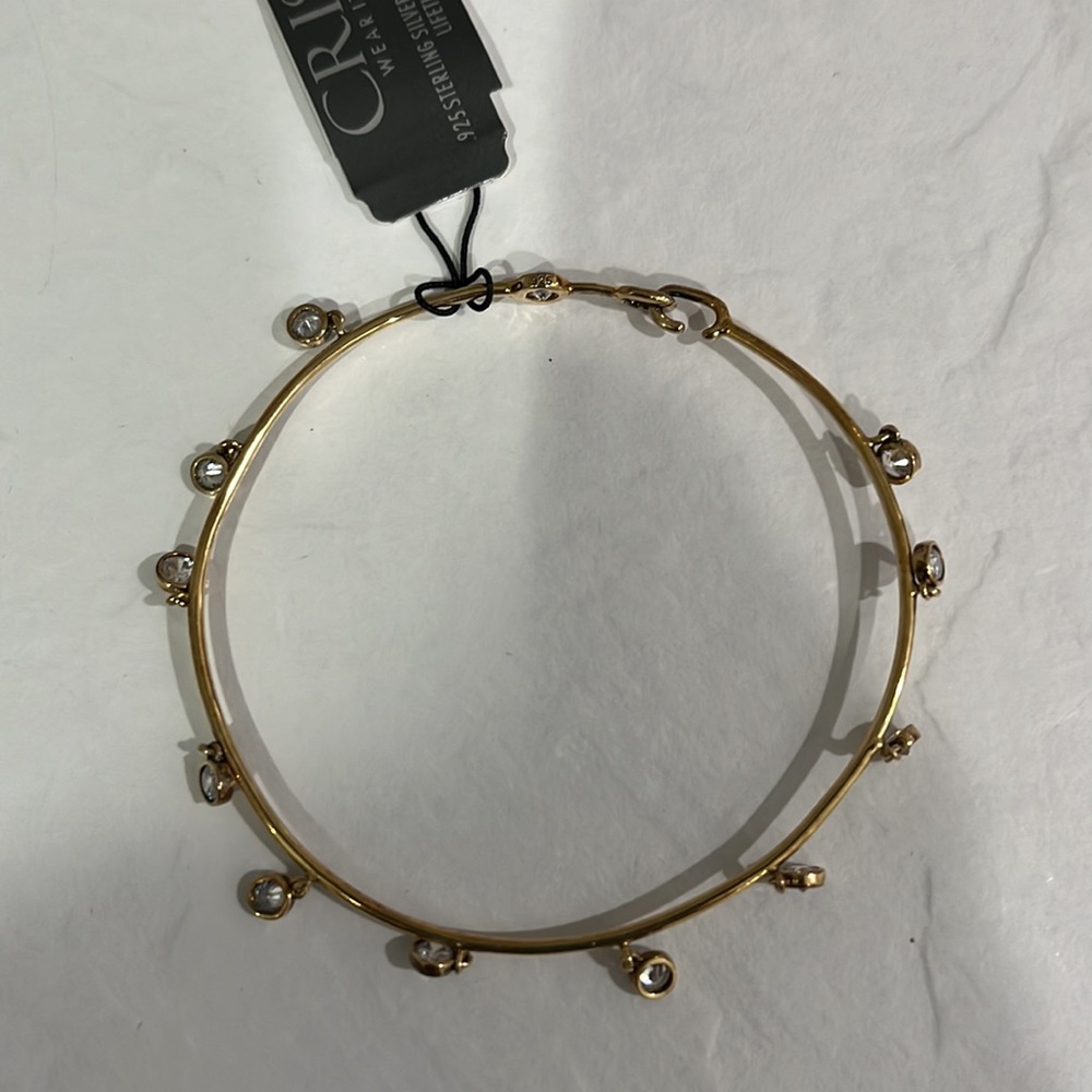 Crislu Sterling silver gold plated cz bangle - Picture 4 of 4